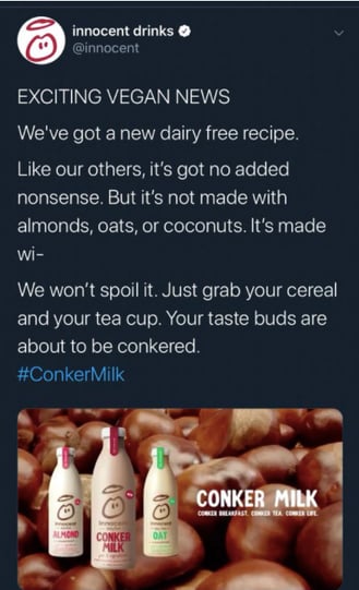 Innocent Conker Milk tweet